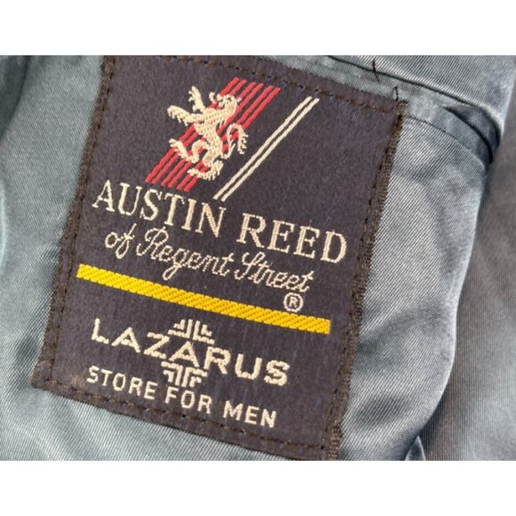 Vintage Austin Reed Blazer Mens 44R Gray Plaid Tweed Wool Houndstooth USA Made - Picture 4 of 14